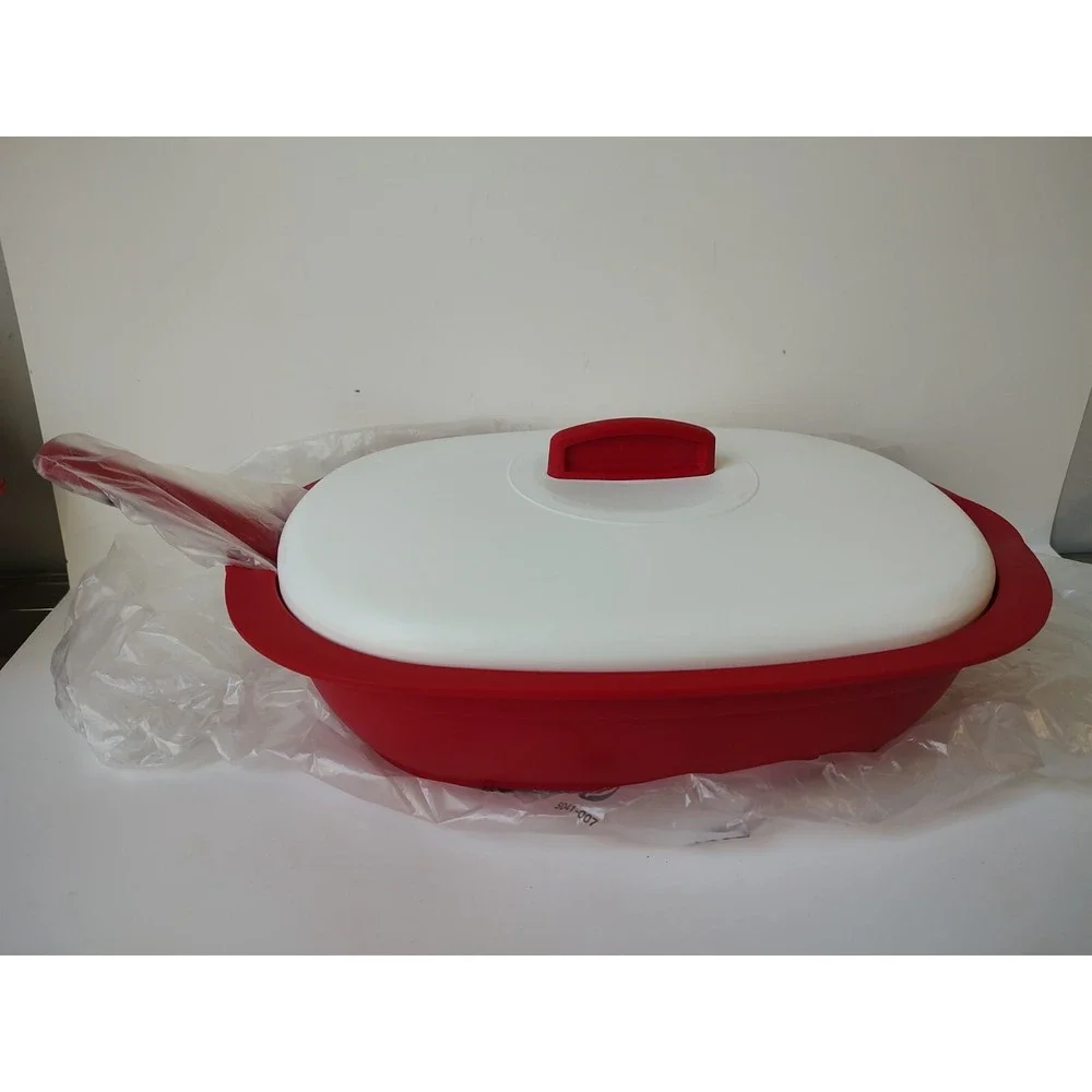 Tupperware Legacy Serving‎ dish red white 1.7 L 7 1/4 cups